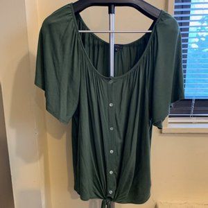 K and C Womens Button Down Scoop Neck Blouse